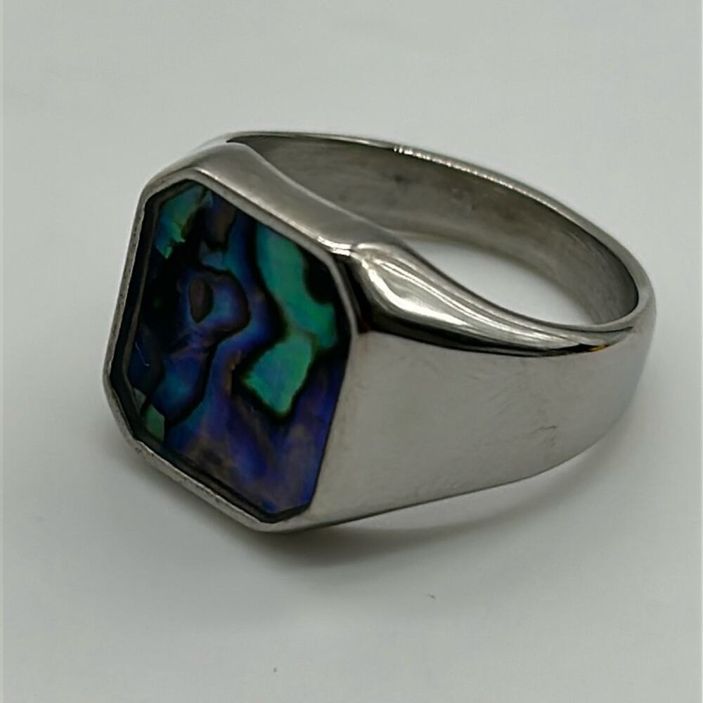 Natural Abalone Shell Handmade Men's Ring Size 12.5 NWT - Picture 2 of 8